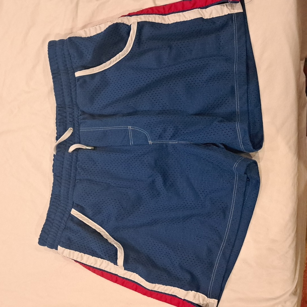 Silkworld, Size XL, Blue/Red/White Mesh Workout/Swim Trunks